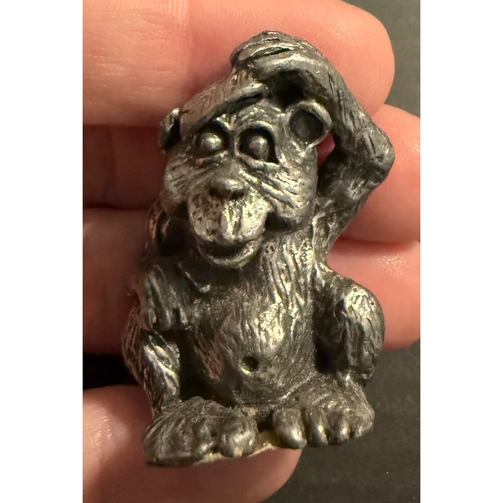 Small Figurine Silver Handcrafted Pewter Monkey Ape Made in USA Vintage